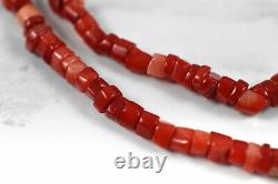 Vtg 18 Sterling Silver 925 Red Coral & Natural Blister Pearl Beaded Necklace