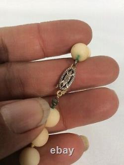 Vtg Angel Skin Coral Round Bead necklace 49 G
