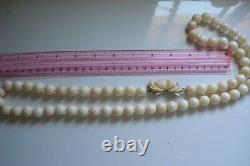 Vtg Antique Gift Chunky 238g Deco Angel-Skin Coral 14mm Bead 36 Long Necklace