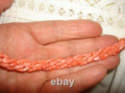 Vtg Chinese Angel Skin Pink Carvel Coral Freshwater Pearl Beads Necklace 32 L