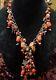 Vtg. Chunky Red Coral Bead Necklace 14 Withgold Earrings