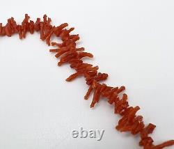 Vtg Coral beads necklace chain beautiful 23.5