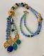 Vtg. Diane Von Furstenberg Glass Beaded Tassel Necklace Pastel Colors/gold Tone
