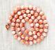 Vtg Hand Knotted String Of Pink Angel Skin Coral 9mm Bead Necklace, 26 As Is