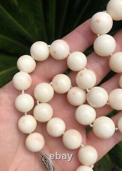 Vtg Natural Angel Skin Coral 12mm -19.5mm Graduated Ball Bead Necklace 21 -131g