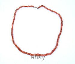 Vtg Natural Angel Skin Pink SALMON CORAL Graduated Bead Necklace 14k Gold Clasp