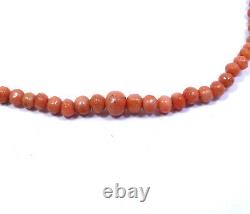 Vtg Natural Angel Skin Pink SALMON CORAL Graduated Bead Necklace 14k Gold Clasp