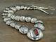 Vtg Navajo Jeff Largo Sterling Hand Tooled Disc Bead Coral Reversible Necklace
