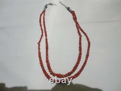 Vtg Old genuine naturel coral beads Moroccan old jewelry women necklace Ethnic