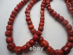 Vtg Old genuine naturel coral beads Moroccan old jewelry women necklace Ethnic