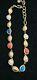 Vtg Signed Givenchy Faux Gold Coral, Pearl & Blue Topaz Teardrop Bead Necklace