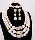 White Coral Bead Necklace For Weddings And Occasions