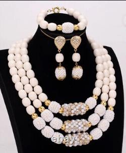 White Coral Bead Necklace For Weddings And Occasions