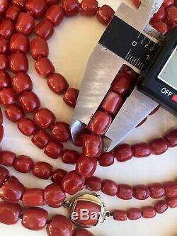 Whole Sale Antique Natural Coral Blood Red Coral Bead Coral Necklace 231 Gram