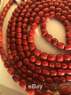 Whole Sale Antique Natural Coral Blood Red Coral Bead Coral Necklace 231 Gram