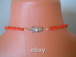 XL Coral Necklace Lachskoralle Coral Silver Closure Real Bead 28,5 G/78 CM