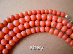 XL Coral Necklace Lachskoralle Coral Silver Closure Real Bead 28,5 G/78 CM