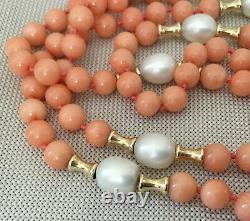 Zoe B. 14K Gold Beads with Angel Skin Coral & Cultured Pearls Necklace 38